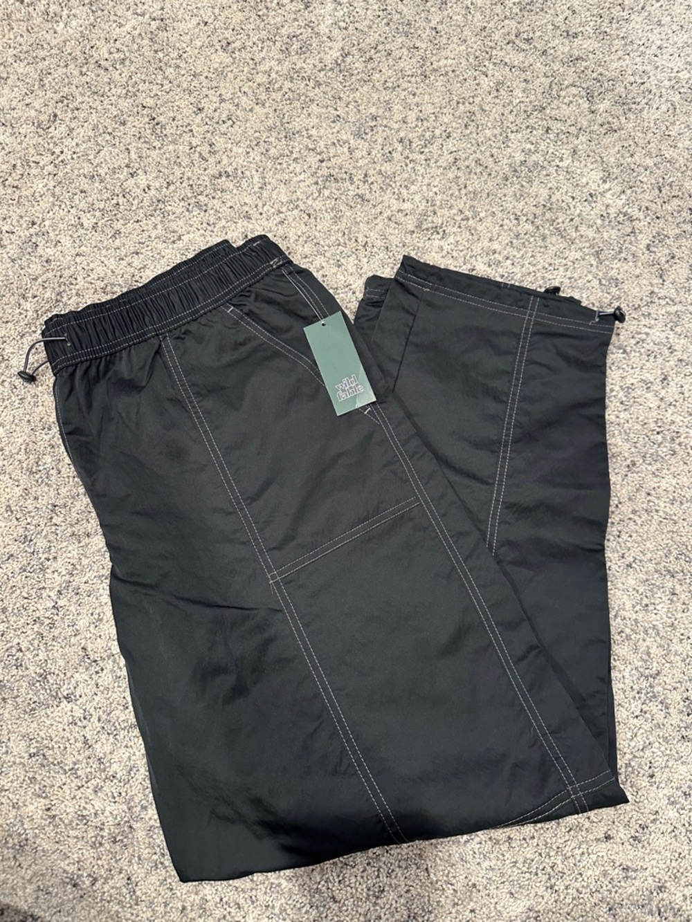 wild fable Black Wide Leg Pants with Contrast Stitching